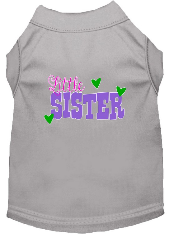 Little Sister Screen Print Dog Shirt Grey Sm